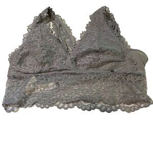 Lucky Brand Grayish Lavendar Lace Padded Pullover Bralette Lingerie SZ L